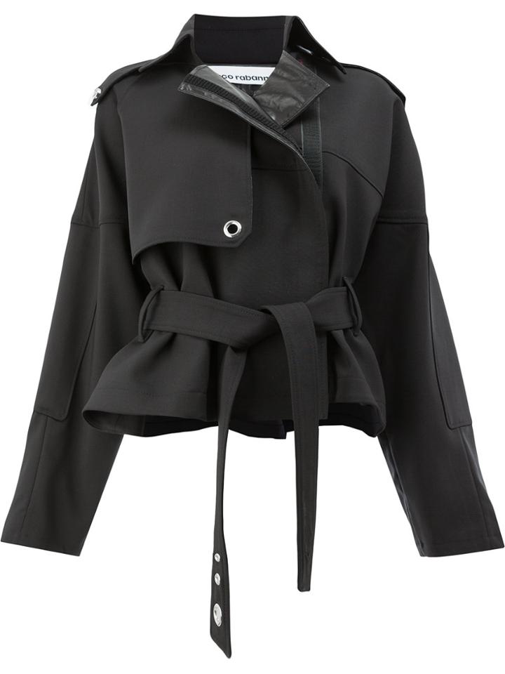 Paco Rabanne Cropped Trench Coat - Black