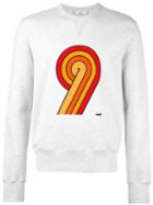 Ami Alexandre Mattiussi 9 Print Crew Neck Sweatshirt, Men's, Size: Xl, Grey, Cotton