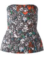 Cédric Charlier Floral Print Strapless Bustier Top