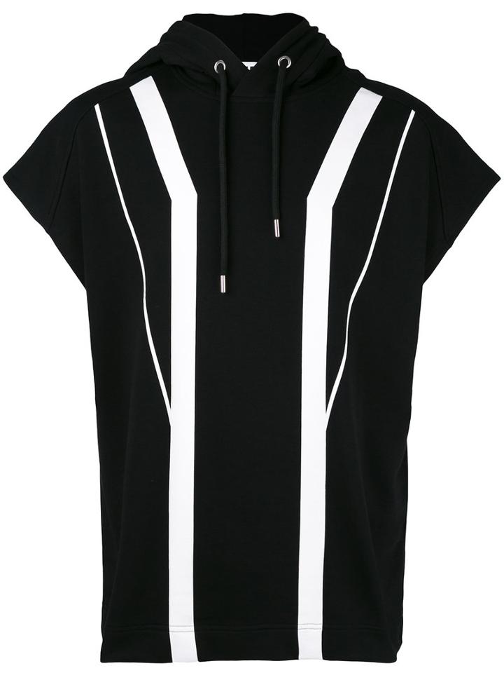 Geometric Print Sleeveless Hoodie - Men - Cotton - M, Black, Cotton, Les Hommes Urban