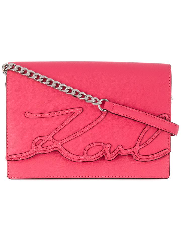 Karl Lagerfeld K/signature Essential Shoulder Bag - Pink & Purple