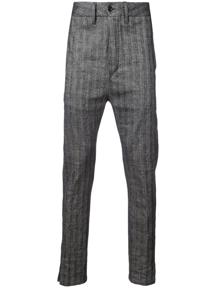 Ann Demeulemeester - Pinstripe Tailored Trousers - Men - Linen/flax - L, Grey, Linen/flax