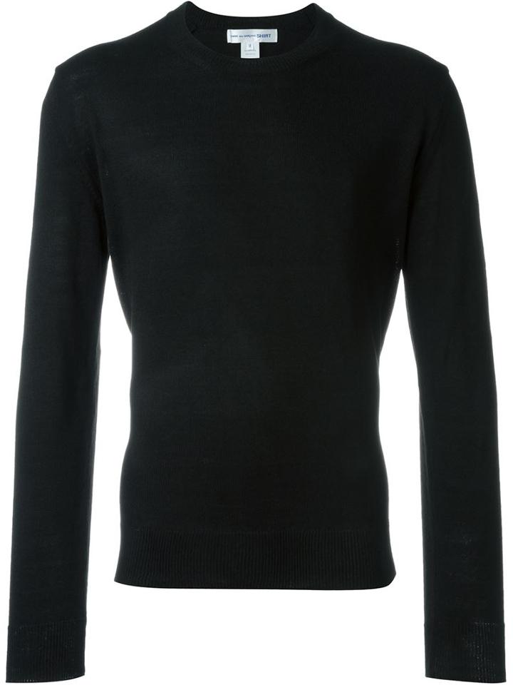 Comme Des Garçons Shirt Woven Crew Neck Jumper, Men's, Size: Small, Black, Acrylic