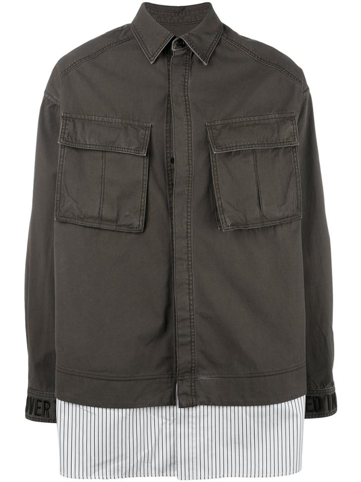 Juun.j Contrast Hem Military Jacket - Green