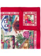 Salvatore Ferragamo Village By The Sea Print Scarf, Women's, Red, Silk