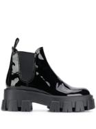 Prada Shiny Leather Slip-on Boots - Black