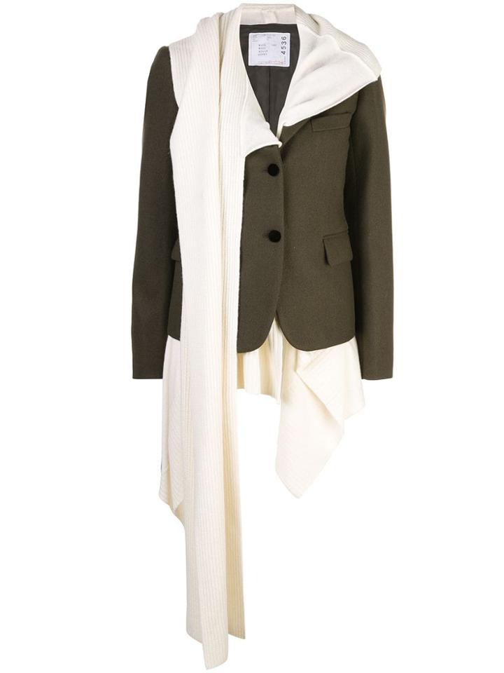 Sacai Knit Panelled Blazer Jacket - Green