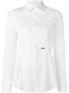 Dsquared2 Logo Plaque Classic Shirt, Women's, Size: 44, White, Cotton/spandex/elastane