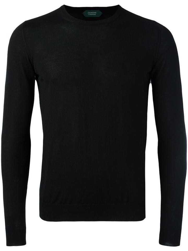 Zanone Fine Knit Jumper, Men's, Size: 54, Black, Cashmere