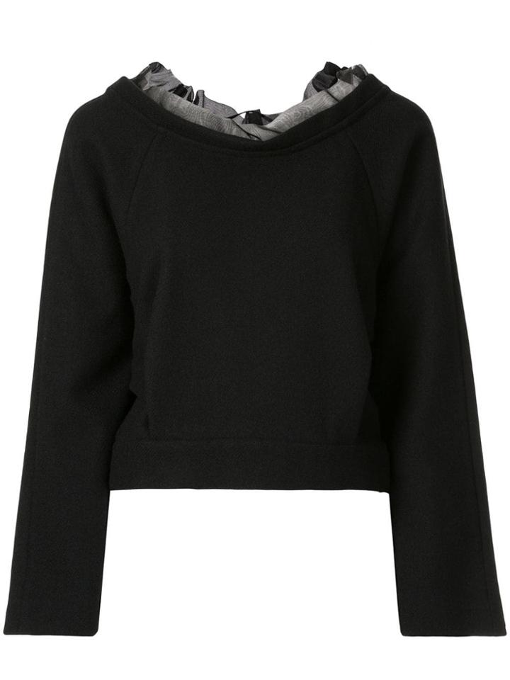 Shanshan Ruan Organza-trimmed Sweatshirt - Black
