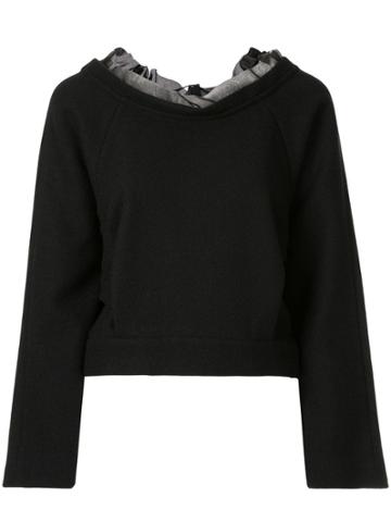 Shanshan Ruan Organza-trimmed Sweatshirt - Black