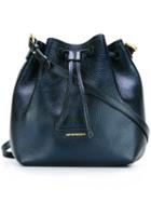 Emporio Armani Metallic Leather Bucket Bag, Women's, Blue