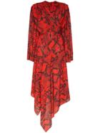 Solace London Nelli Snake-print Asymmetric Dress - Red