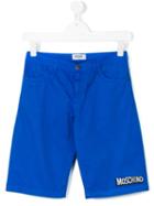 Moschino Kids - Teen Logo Leg Shorts - Kids - Cotton/elastodiene - 14 Yrs, Blue