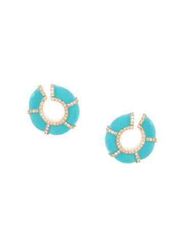 Nevernot Embellished Pendant Earring - Blue