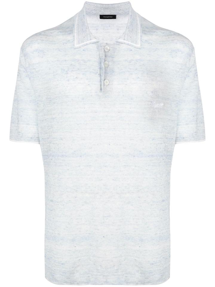 Ermenegildo Zegna Embroidered Logo Polo Shirt - Blue