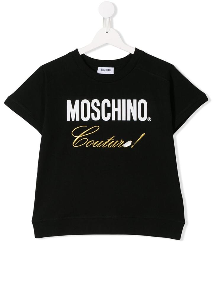 Moschino Kids Teen Couture Embroidered T-shirt - Black