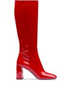 Prada Patent Leather Boots - Red