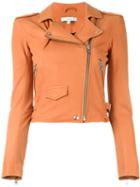 Iro Cropped Biker Jacket, Women's, Size: 38, Yellow/orange, Lamb Skin/rayon