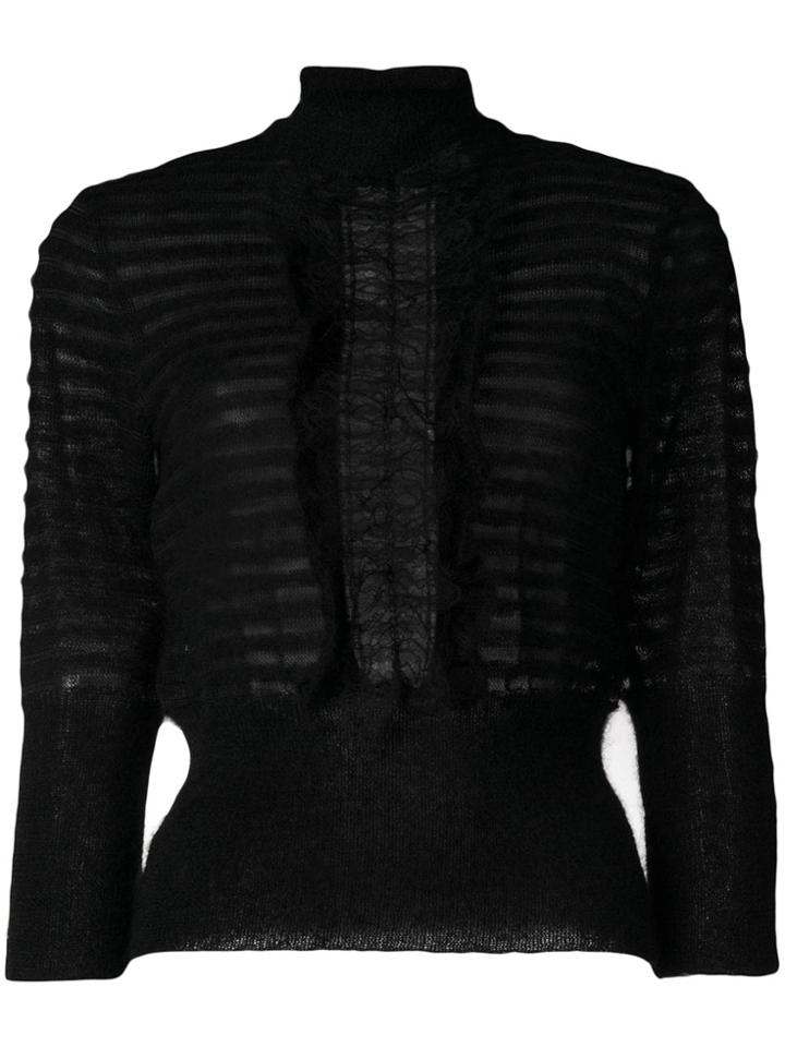 Alberta Ferretti Ruffled Knitted Top - Black