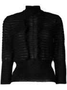 Alberta Ferretti Ruffled Knitted Top - Black