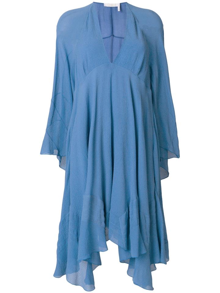 Chloé V-neck Handkerchief Hem - Blue