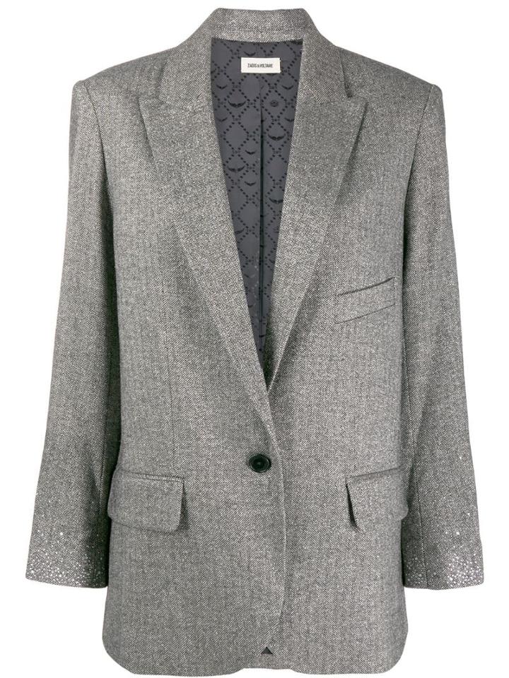 Zadig & Voltaire Rhinstone Cuff Blazer - Grey