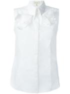 Delpozo Sleeveless Geometric Collar Shirt, Women's, Size: 34, White, Cotton