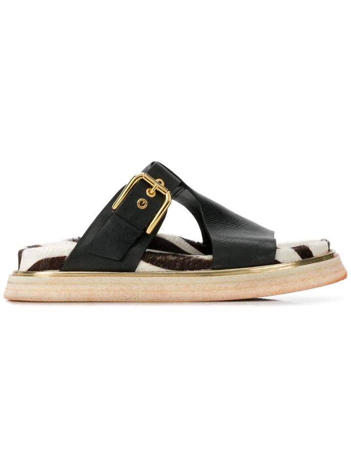 Premiata Zebra Print Slides - Black