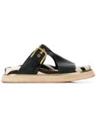 Premiata Zebra Print Slides - Black