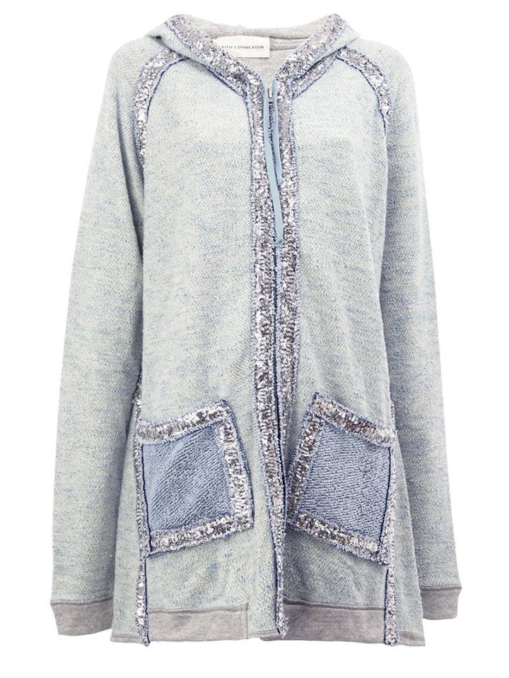 Faith Connexion Raw Edge Cardi-coat, Women's, Size: Xs, Blue, Polyester/cotton