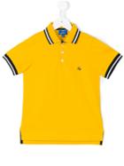 Fay Kids - Striped Trim Polo Shirt - Kids - Cotton - 4 Yrs, Yellow/orange