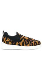 Miu Miu Run Stretch Knit Leopard Print Sneakers - Brown