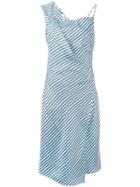 Carven - Asymmetric Stripe Dress - Women - Silk - 38, Women's, White, Silk