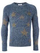 Valentino Star Intarsia Jumper, Men's, Size: Small, Blue, Cotton/viscose/wool/metallic Fibre