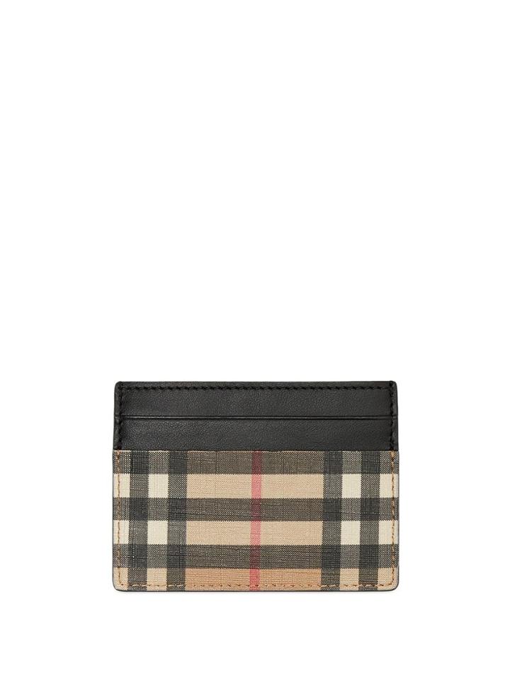Burberry Vintage Check E-canvas And Leather Card Case - Black