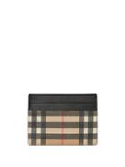 Burberry Vintage Check E-canvas And Leather Card Case - Black