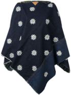 Ermanno Gallamini Embroidered Floral Cape, Women's, Blue, Cotton/polyester/viscose