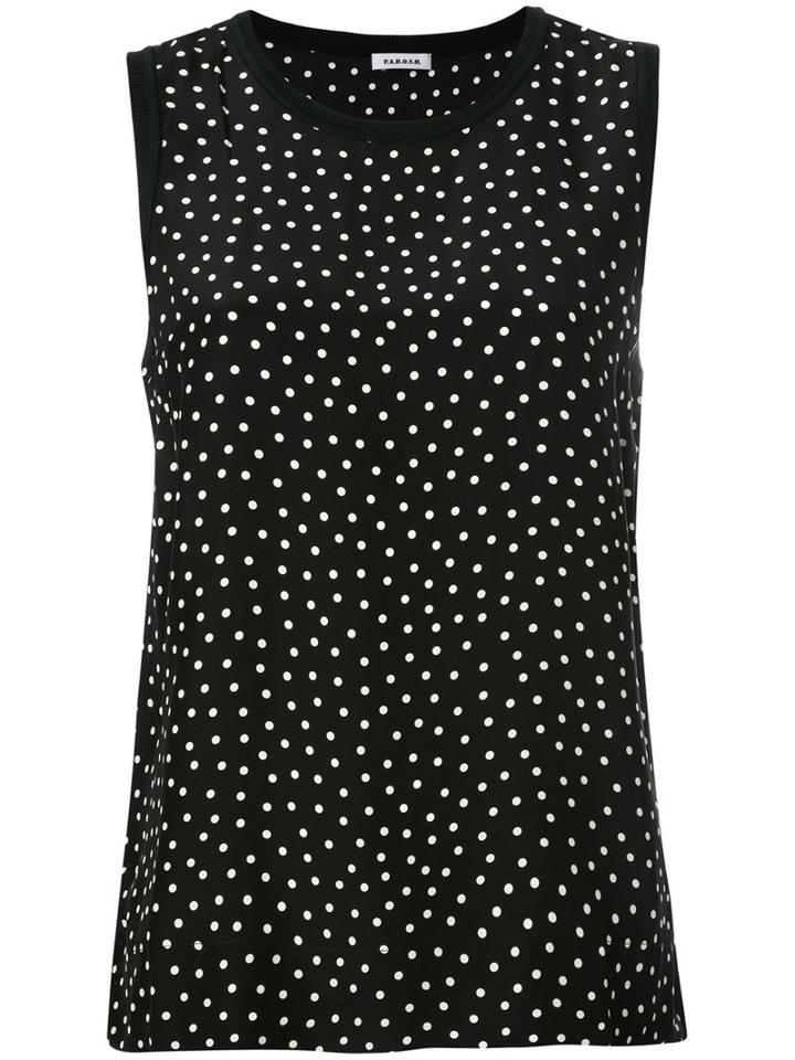 P.a.r.o.s.h. Polka Dot Tank Top, Women's, Size: Xl, Black, Silk/spandex/elastane