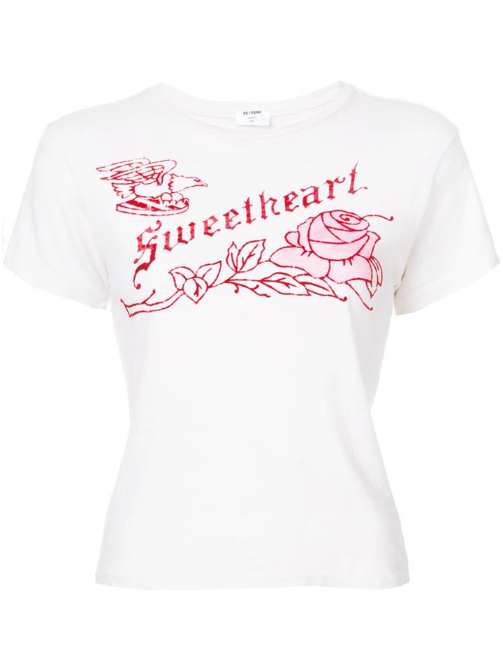 Re/done Sweetheart Print Classic T-shirt - White