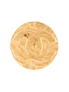Chanel Pre-owned Logo Embossed Round Brooch - Gold