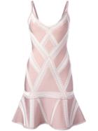Hervé Léger Jacquard Drop Waist Dress, Women's, Size: Medium, Pink/purple, Nylon/spandex/elastane/rayon