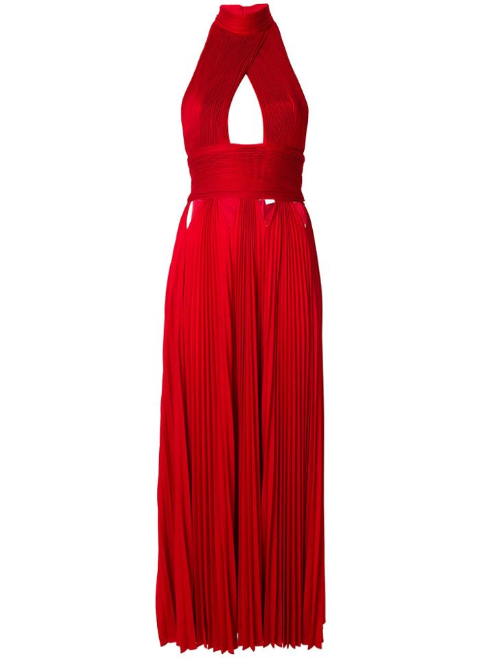 Givenchy Halterneck Pleated Dress - Red