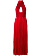 Givenchy Halterneck Pleated Dress - Red