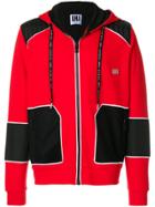 Les Hommes Urban Panelled Zip Hoodie - Red