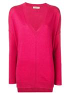 Twin-set Oversized V-neck Jumper - Pink & Purple