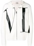 Valentino Letters Print Zipped Hoodie - White