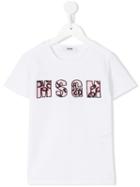 Msgm Kids Beaded Logo T-shirt, Girl's, Size: 10 Yrs, White