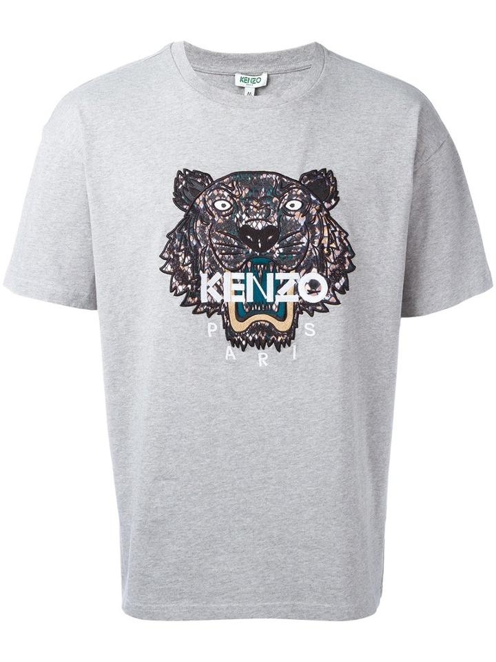 Kenzo Snake Tiger T-shirt, Men's, Size: Xl, Grey, Cotton/polyester