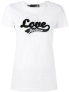 Love Moschino Logo Print T-shirt, Women's, Size: 38, White, Cotton